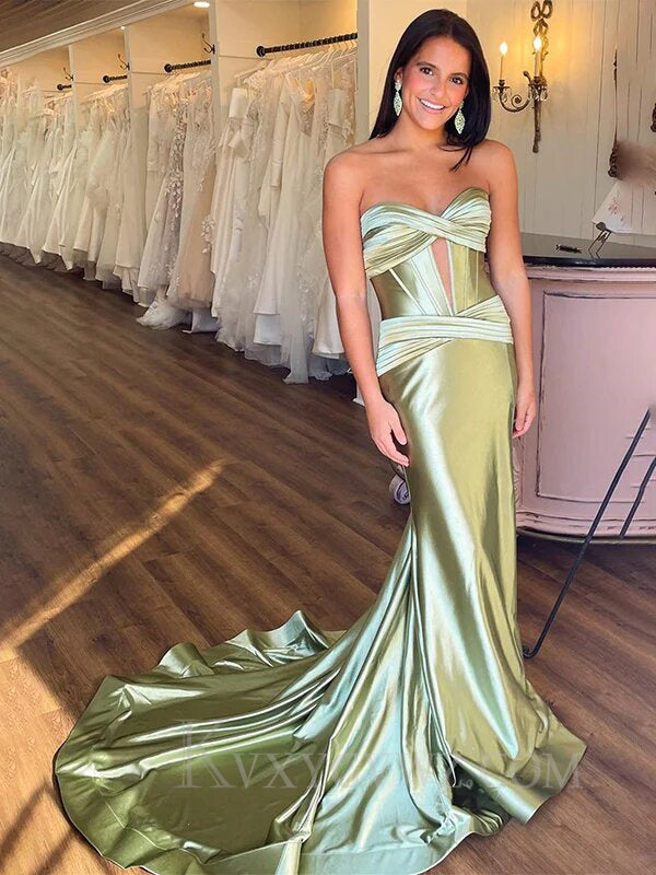 Mermaid Royal Blue Sweetheart Long Prom Dress with Slit LF064
