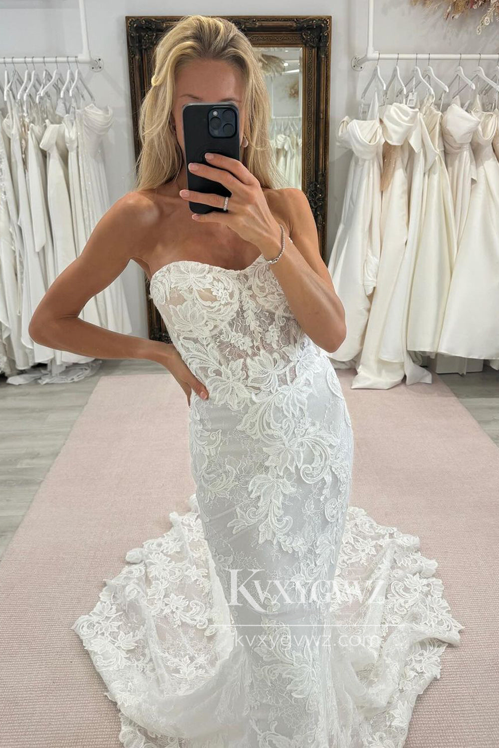 Graceful Mermaid Sweetheart Lace Wedding Dresses Gown with Appliques HS702