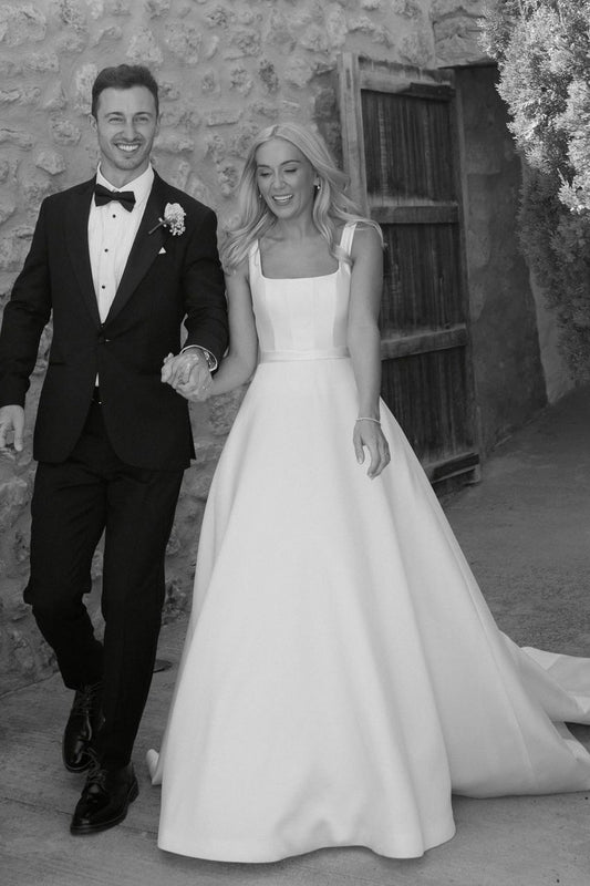 Ball Gown Square Neck Satin Wedding Dresses Gown HS764