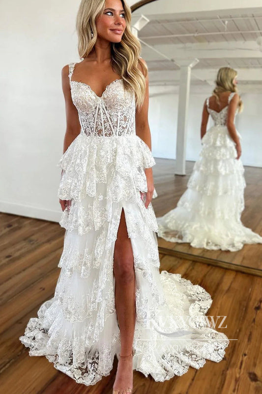 Stunning A Line Off the Shoulder Evening Gown Conspicuous Lace Prom Dress with Slit LF755
