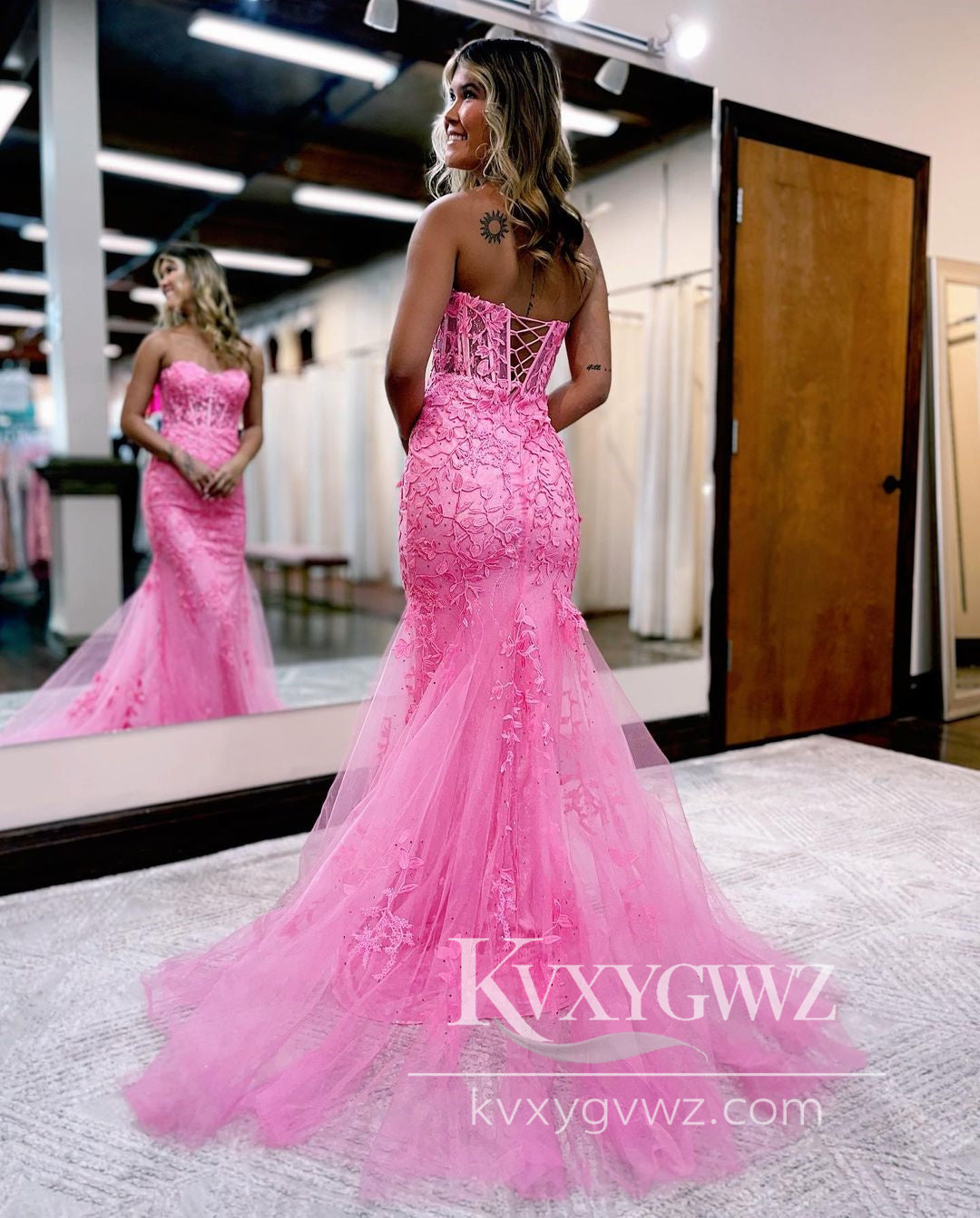 Stunning Mermaid Evening Gown Sweetheart Lace Long Prom Dress LF771