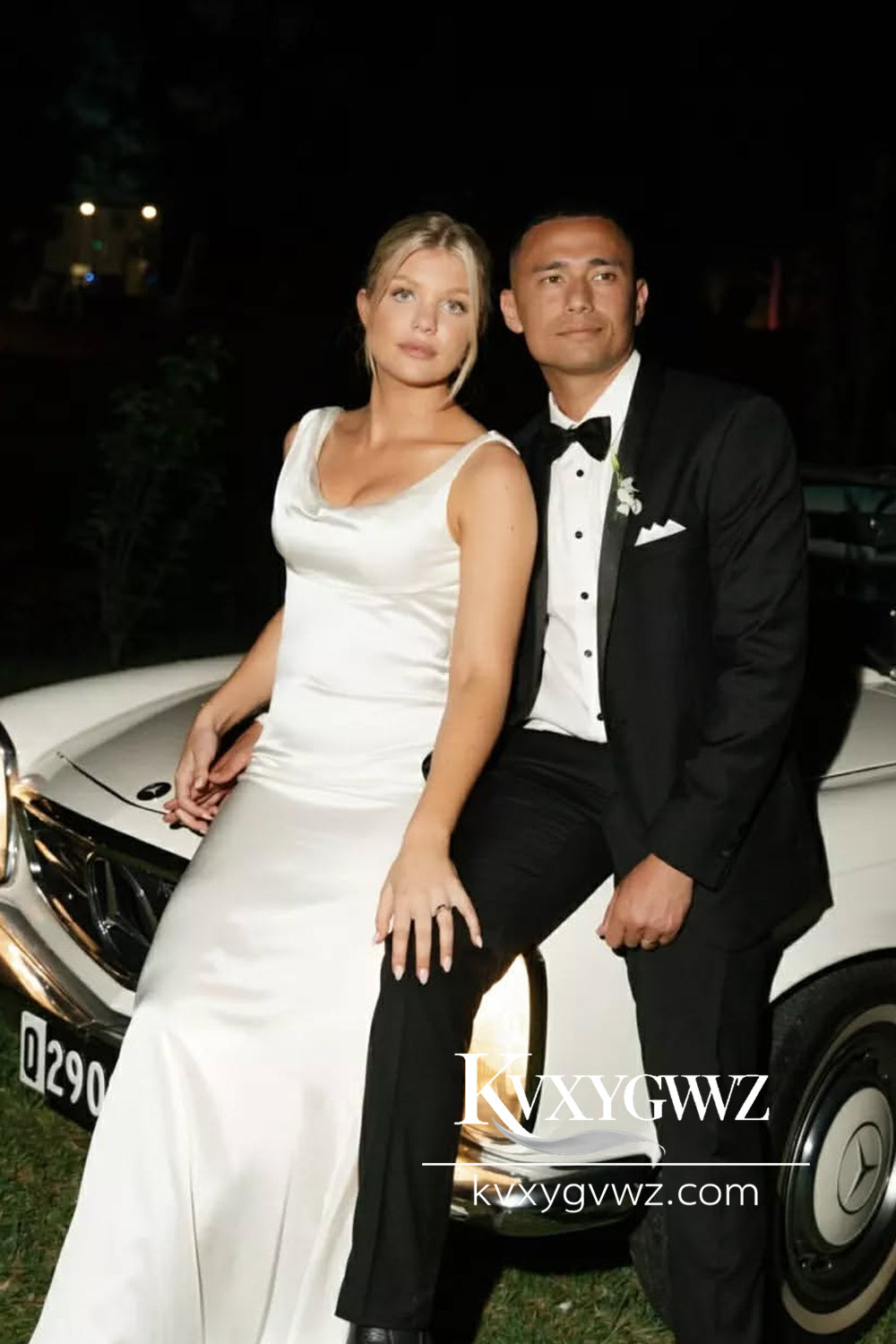 Sheath V Neck Silk Satin Beach Wedding Dresses Gown HS786