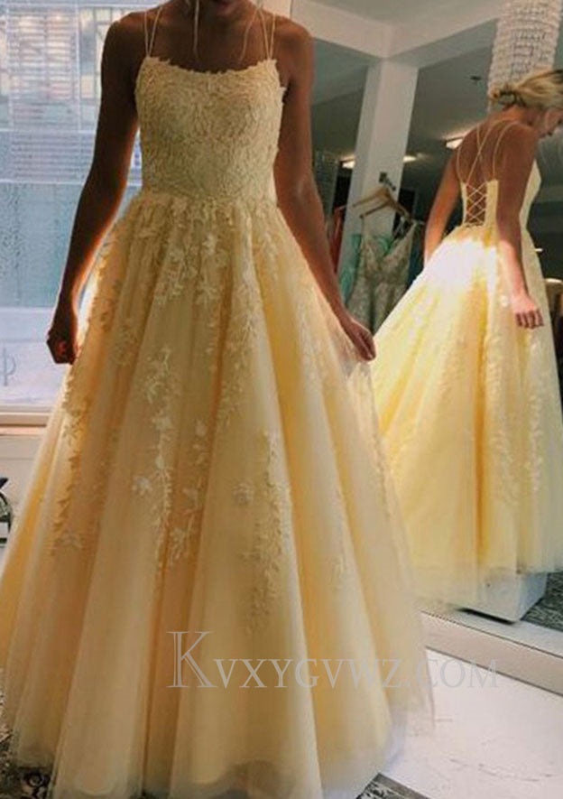 Ball Gown Scoop Neck Long/Floor-Length Tulle Prom Dress LF081