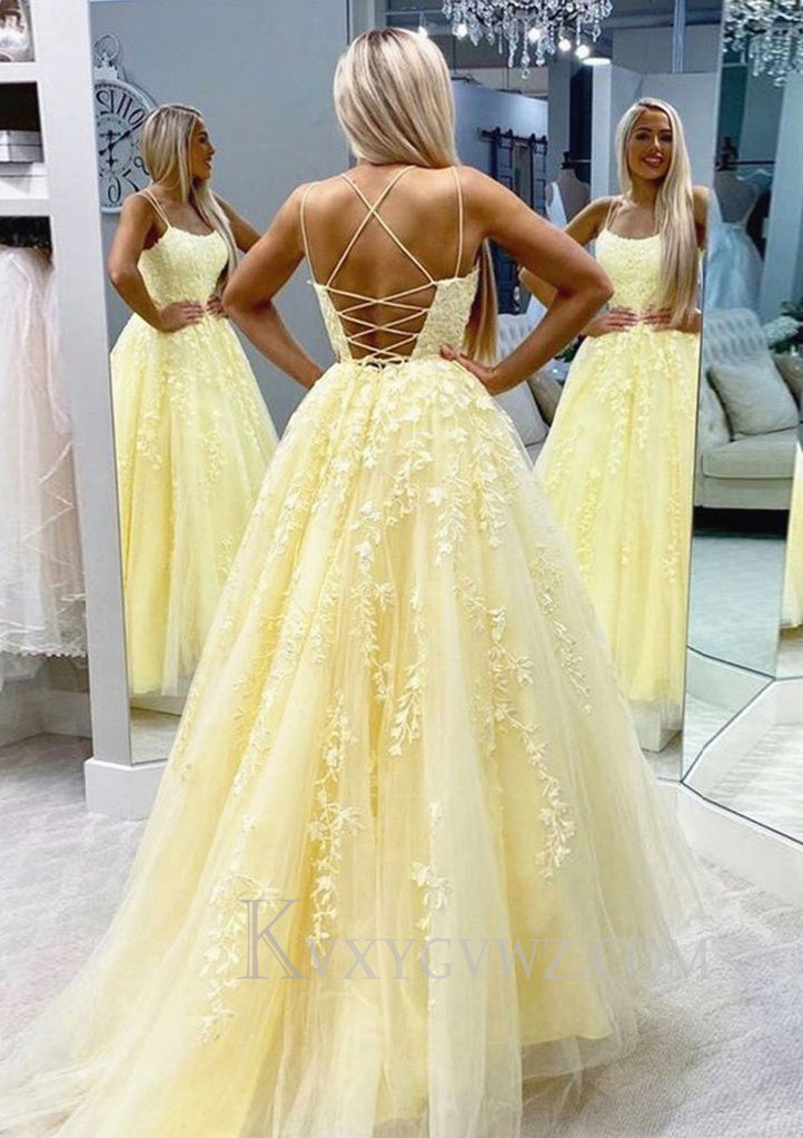 Ball Gown Scoop Neck Long/Floor-Length Tulle Prom Dress LF081