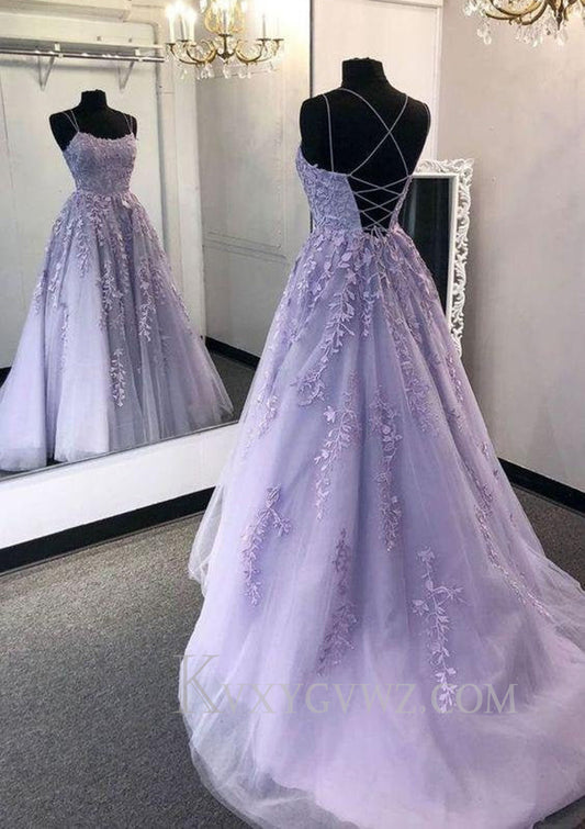 Ball Gown Scoop Neck Long/Floor-Length Tulle Prom Dress LF081