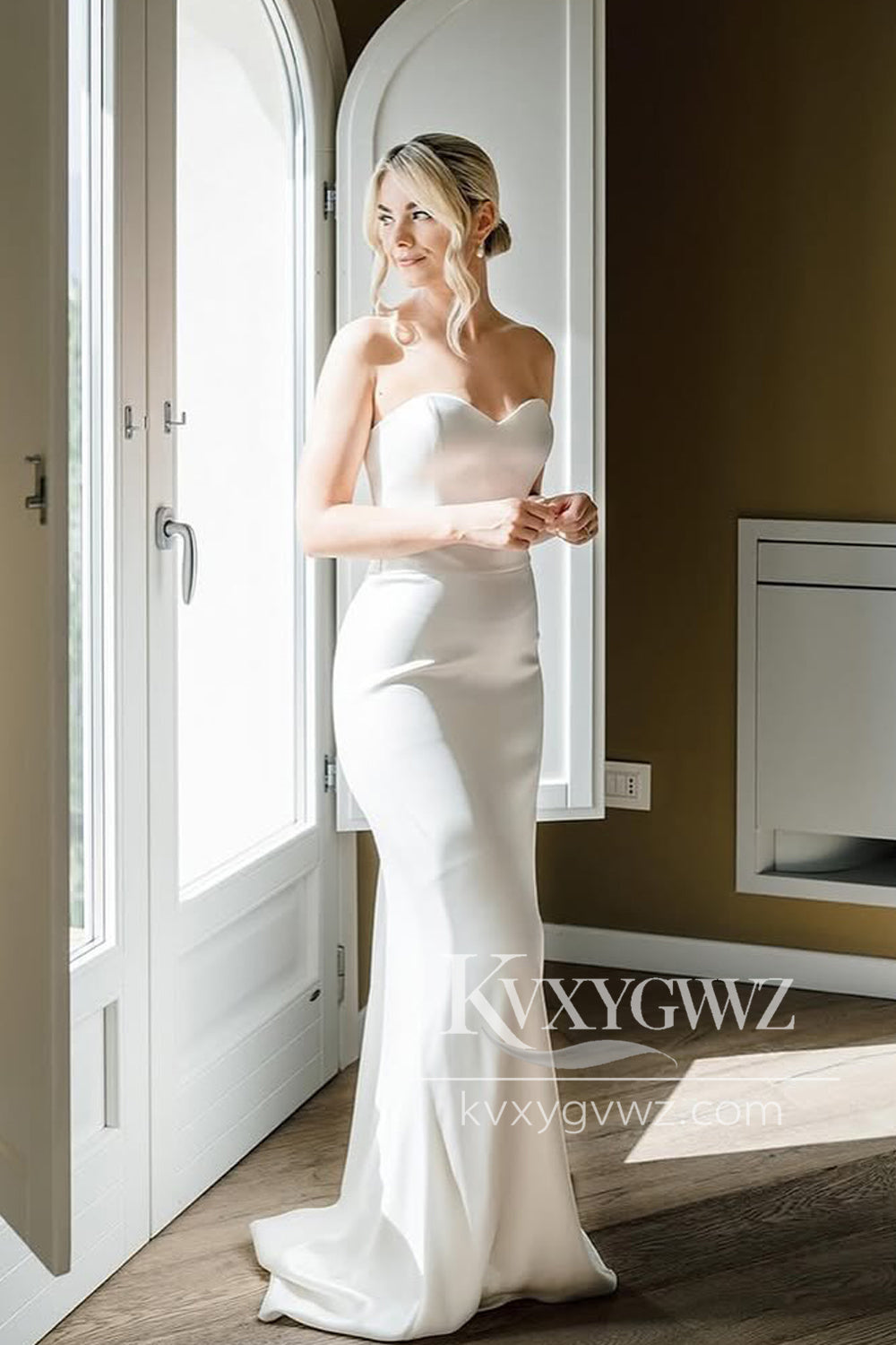 Dazzling Mermaid Round Neck Long Sleeves Wedding Dresses Gown with Lace Top HS817