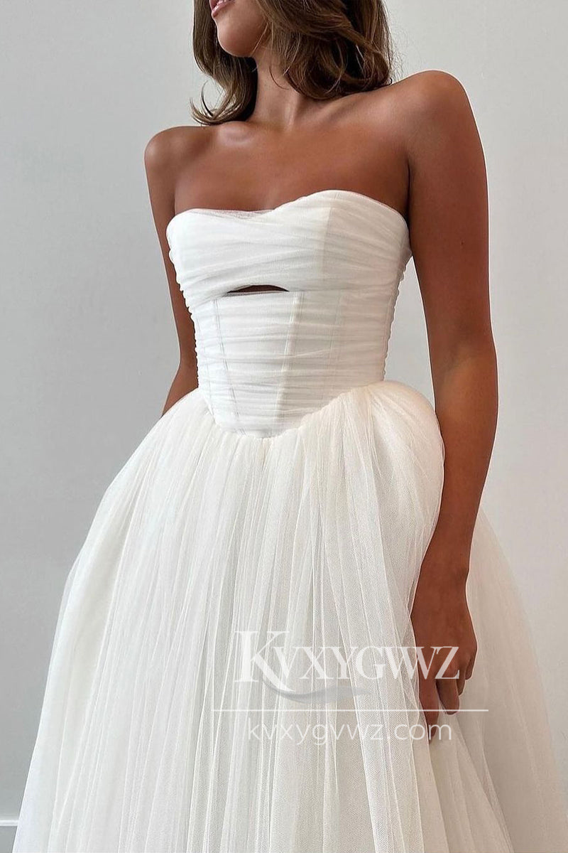 Pastoral Style Ball Gown Sweetheart Tulle Long Wedding Dresses Gown HS912
