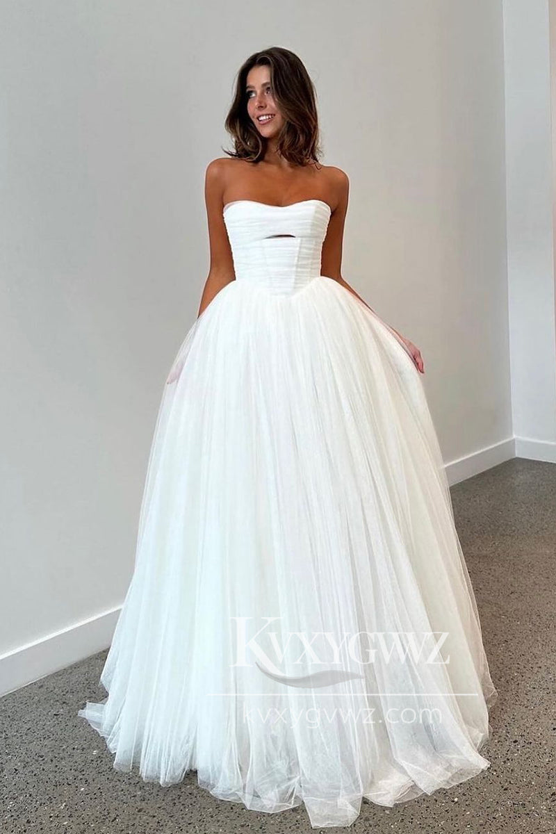 Pastoral Style Ball Gown Sweetheart Tulle Long Wedding Dresses Gown HS912