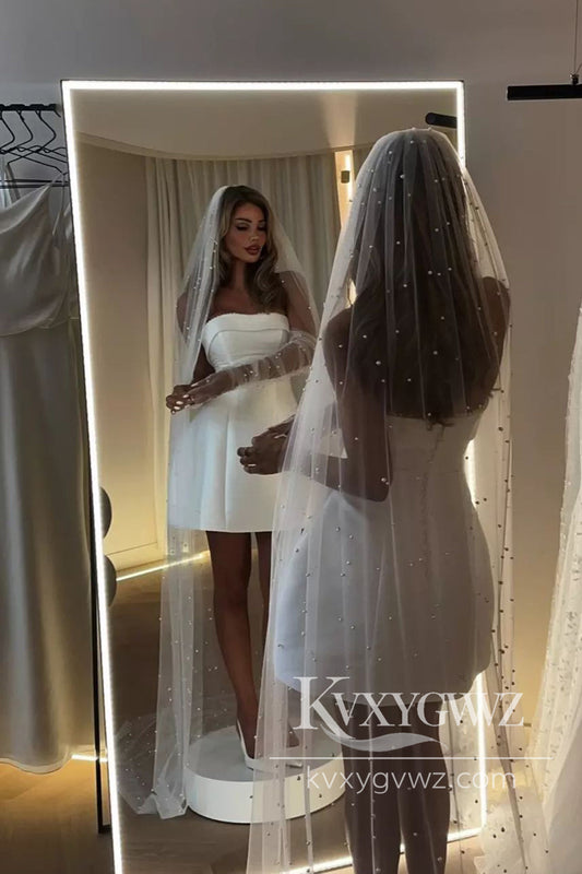Pastoral Style Sheath Straps Satin Short Wedding Dresses Gown HS966