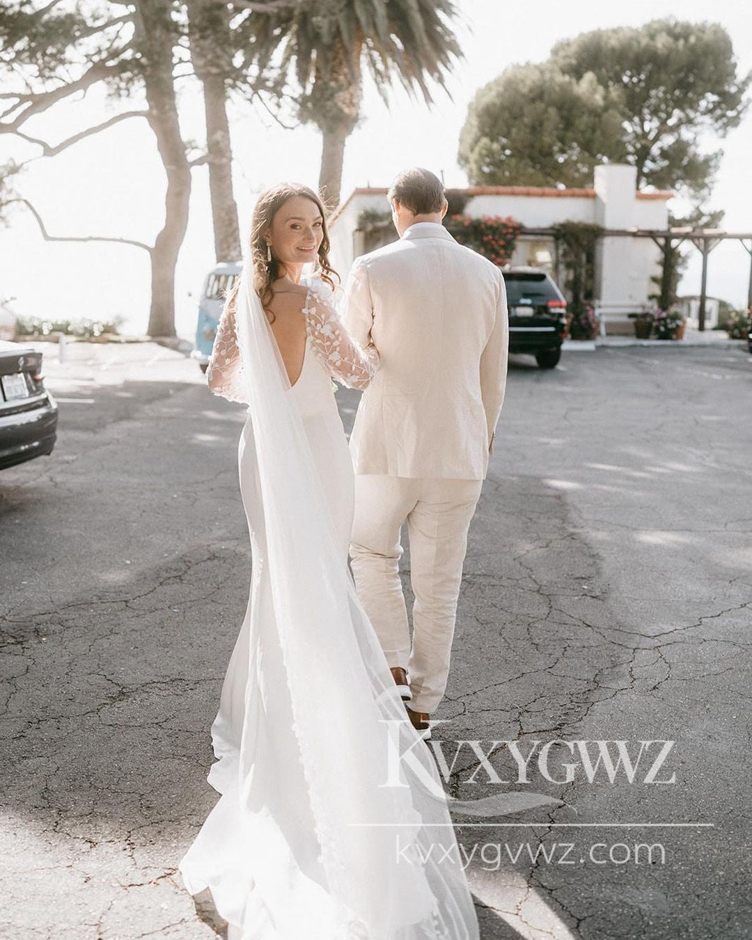 Pastoral Style Mermaid Sweetheart Long Sleeves Satin Wedding Dresses Gown with Appliques HS967
