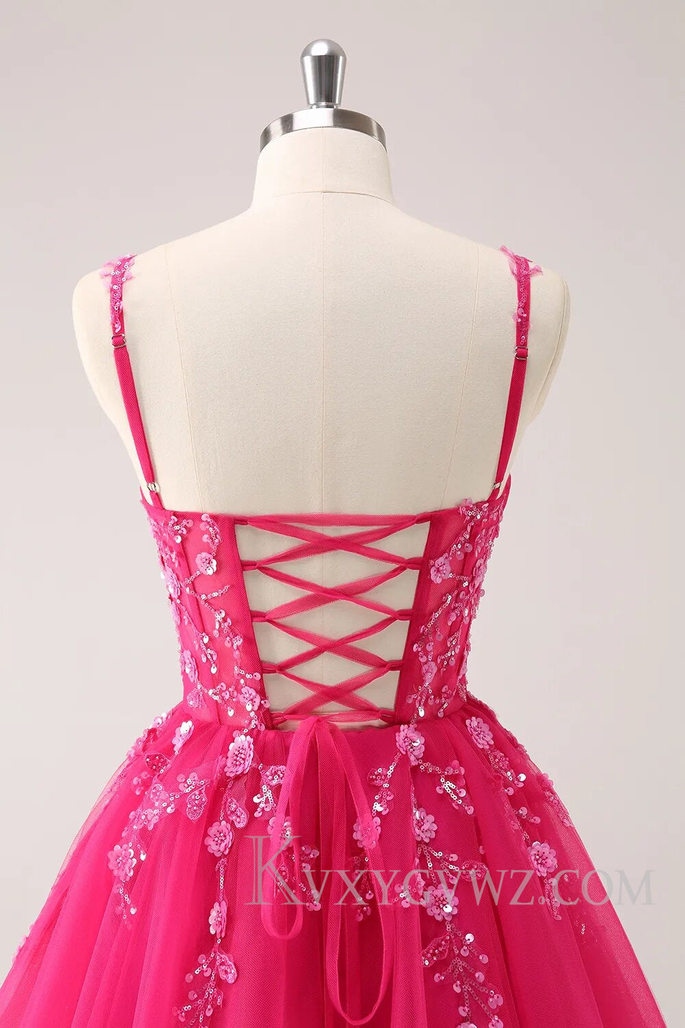 Sparkly Blush Floral Corset A-Line Short Homecoming Dress LF099